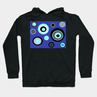 Experimental Geometric Circle Print Pattern (Blue Version) Hoodie